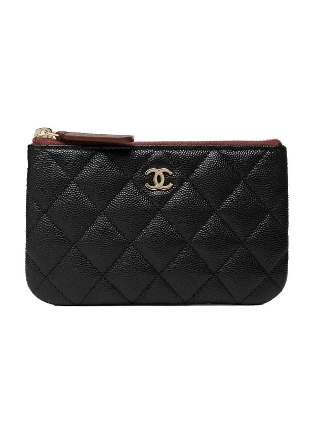 Gold CC Logo Small Calfskin Pouch Bag Black Chanel