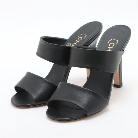 Chanel Coco Leather Sandal 36C  Black G32755  Pearl