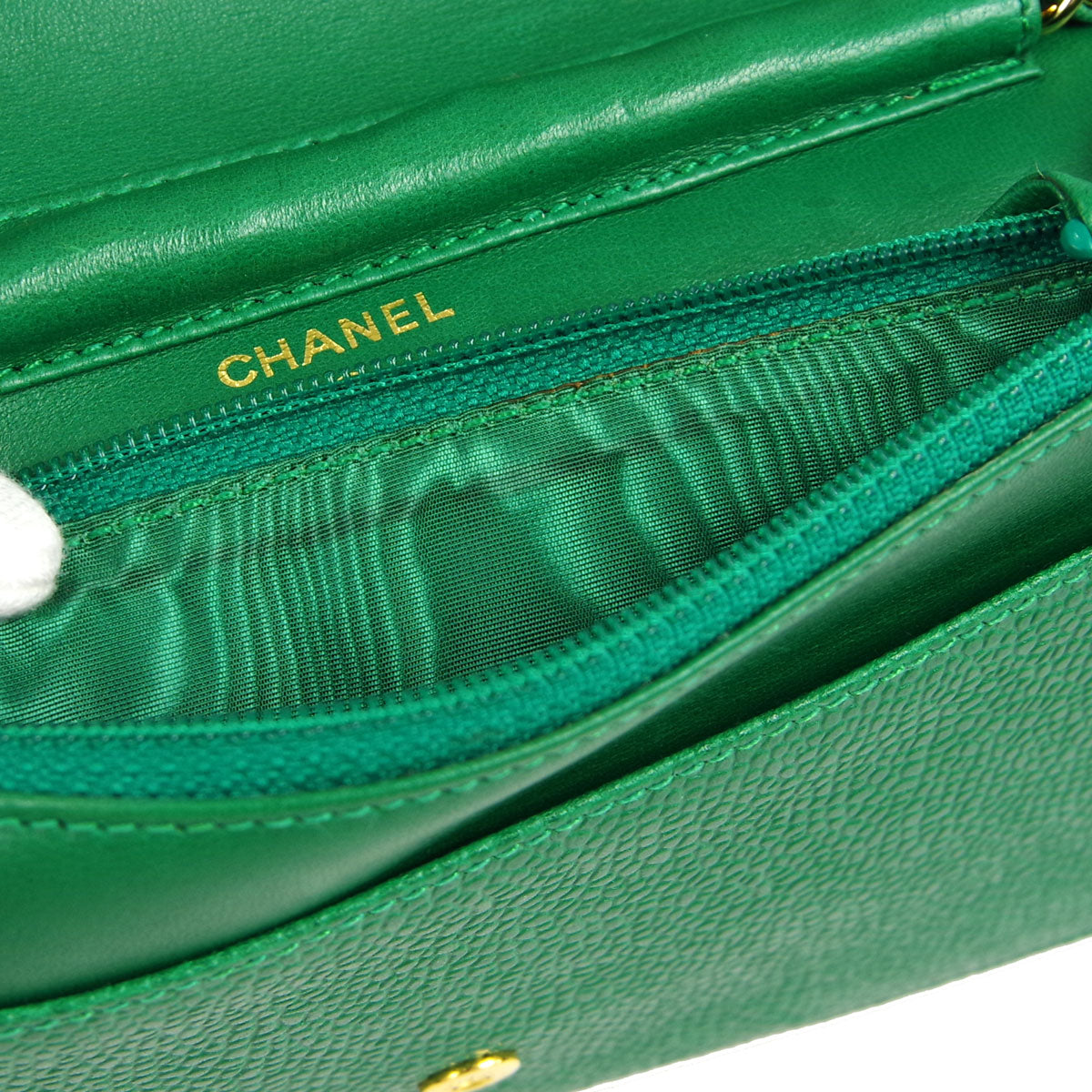 Chanel * 1994-1996 Timeless WOC Wallet on Chain Green Caviar