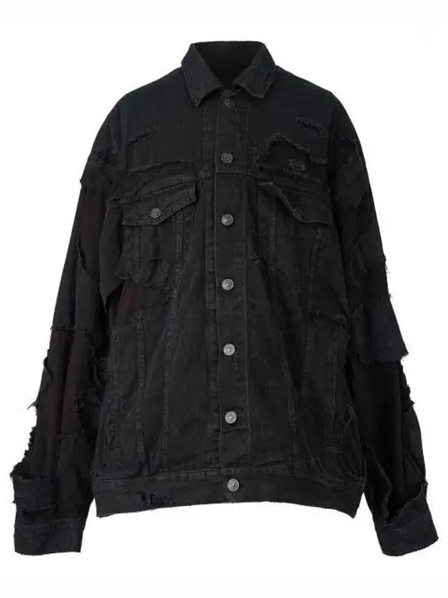 Luxury Balenciaga  Unity Sports Icon Patchwork Denim Jacket Black