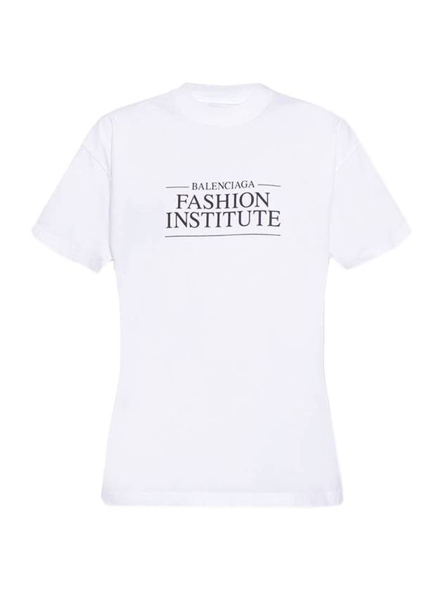 Luxury Balenciaga  Fashion Institute Medium Fit Short Sleeve T-Shirt White