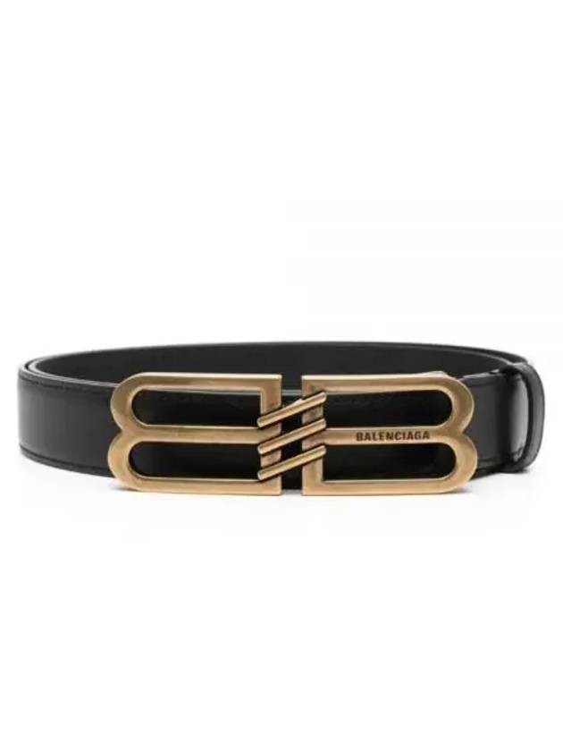 Luxury Balenciaga  BB Signature 30 Buckle Leather Belt Black