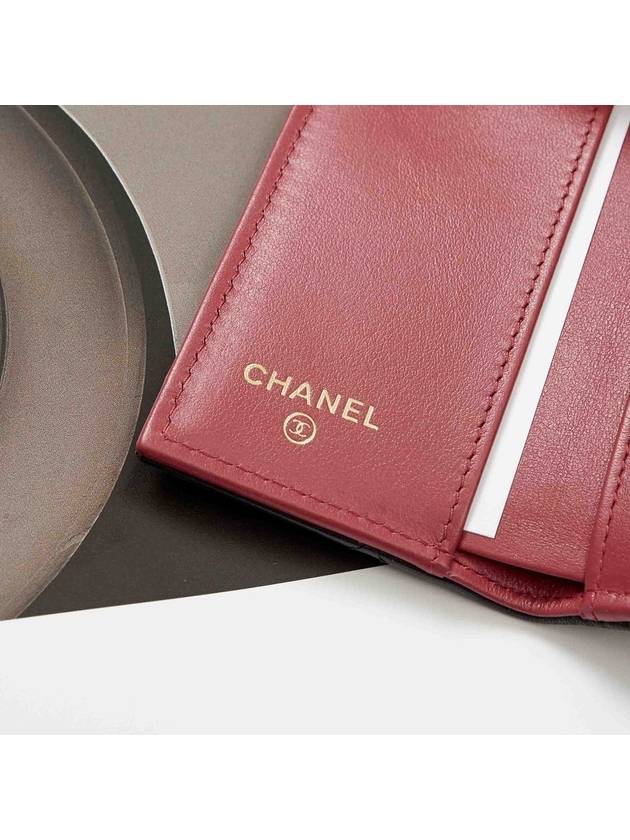 Nineteen Gold CC Logo Lambskin Half Wallet Black Chanel