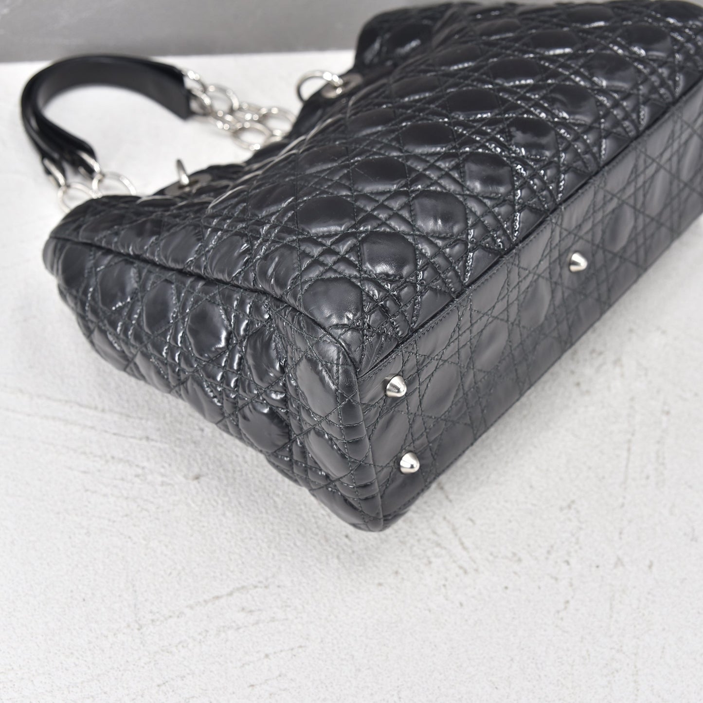 Cannage Patent Leather Shopping Tote
