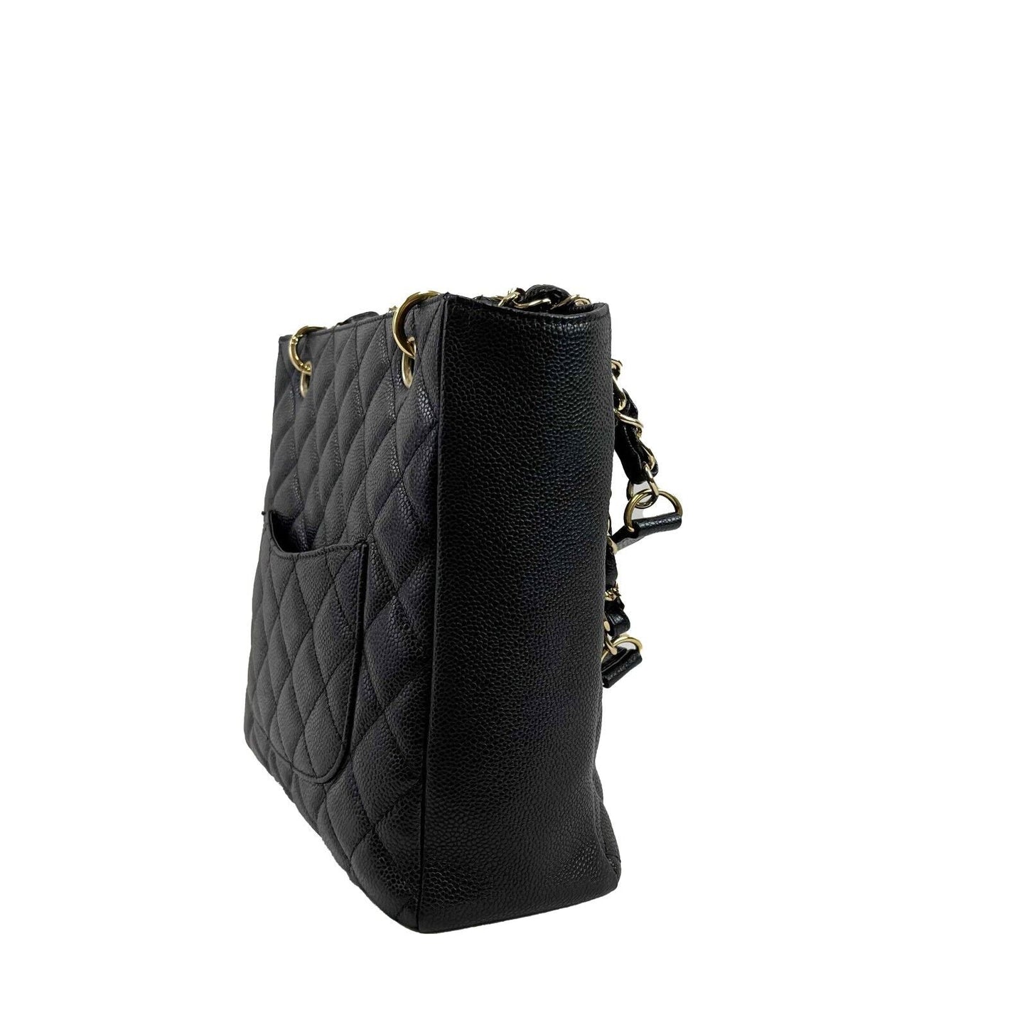 Top Quality Chanel New Petite Shopping Tote Caviar PST 2016 Black Handbag