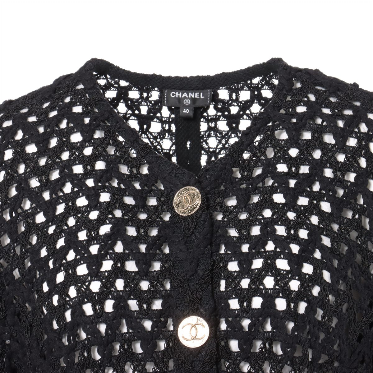 Chanel Coconut Button P65 Cotton X Linen s Jacket 40  Black