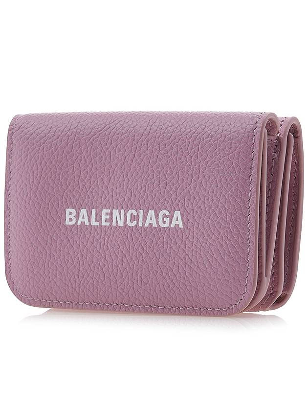 Luxury Balenciaga  Logo Tripold Leather Half-Wallet Pink