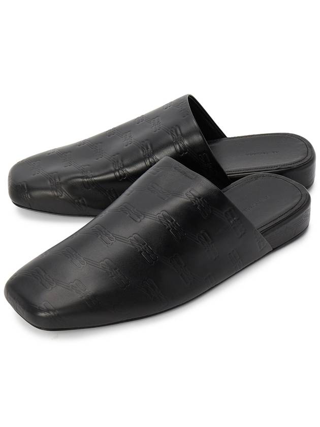Luxury Balenciaga  Debossed Logo Leather Mule Black