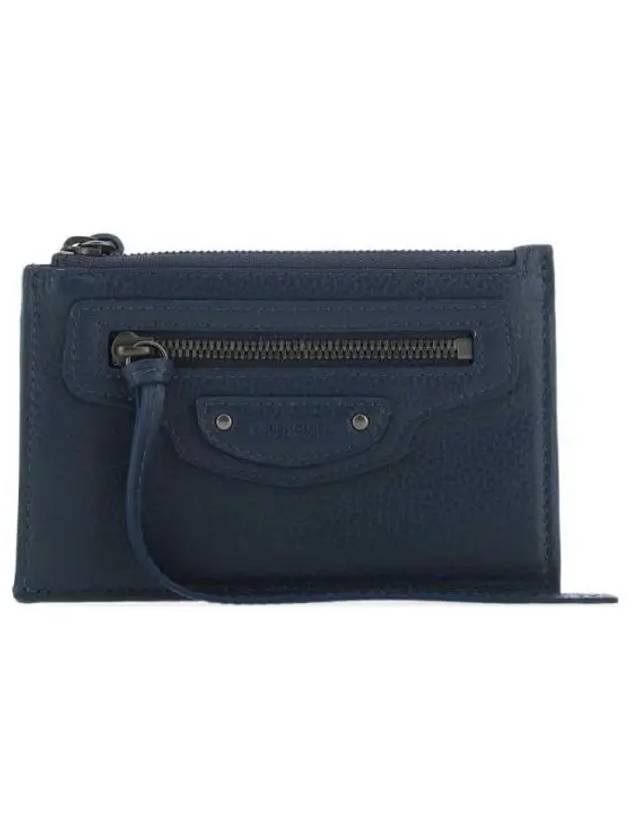 Luxury Balenciaga  Neo Classic Zipper Card Wallet Navy