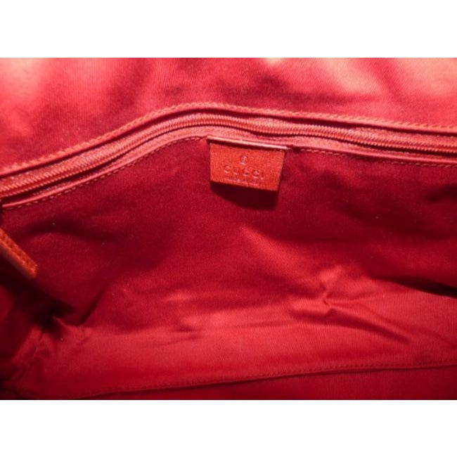 Gucci Red Guccissima Print Canvas And Leather Satchel