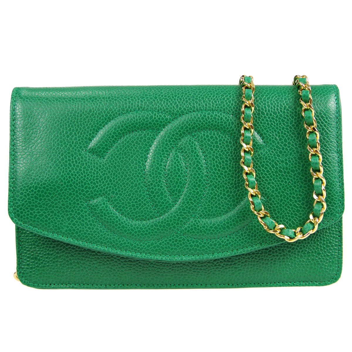 Chanel * 1994-1996 Timeless WOC Wallet on Chain Green Caviar