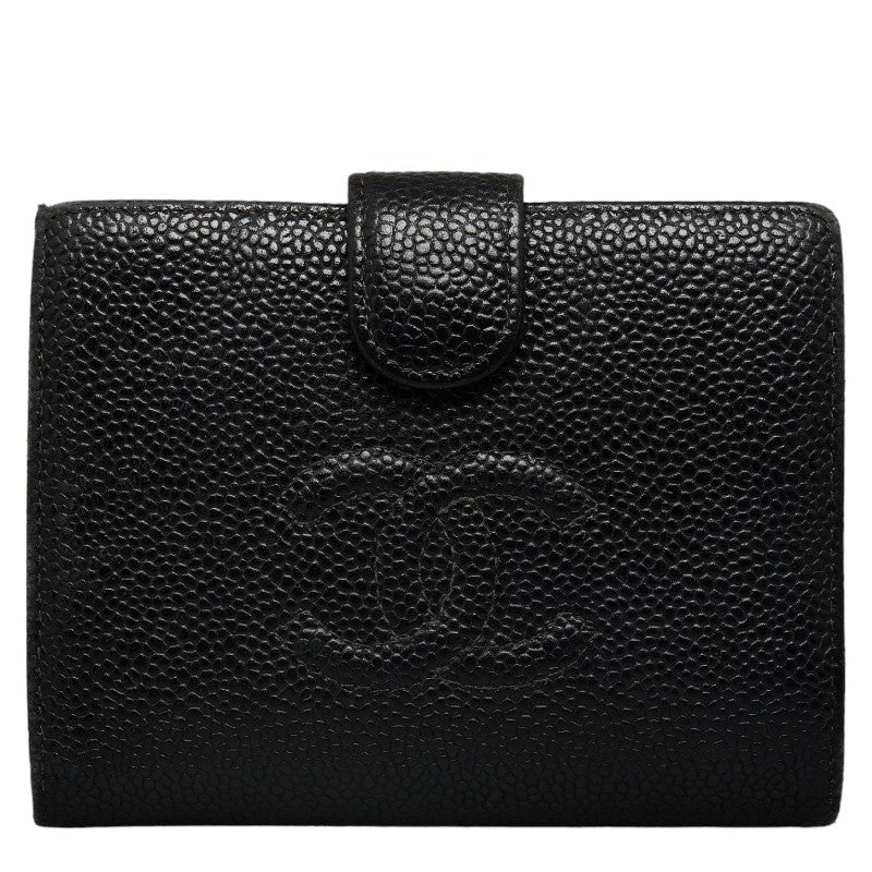 Chanel Double Folded Wallet Caviar Skin/Leather Black  Caviar