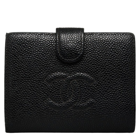 Chanel Cocomark Double Folded Wallet Black Caviar  Leather  Chanel