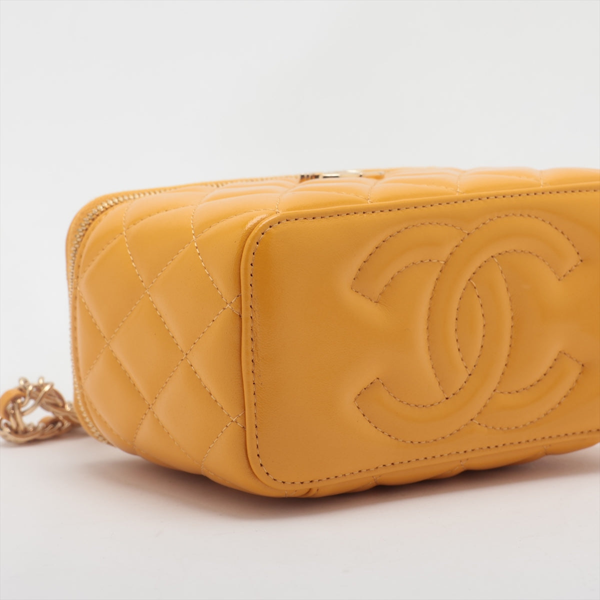 Chanel Lambskin  Chain Shoulder Bag Vanity Yellow G