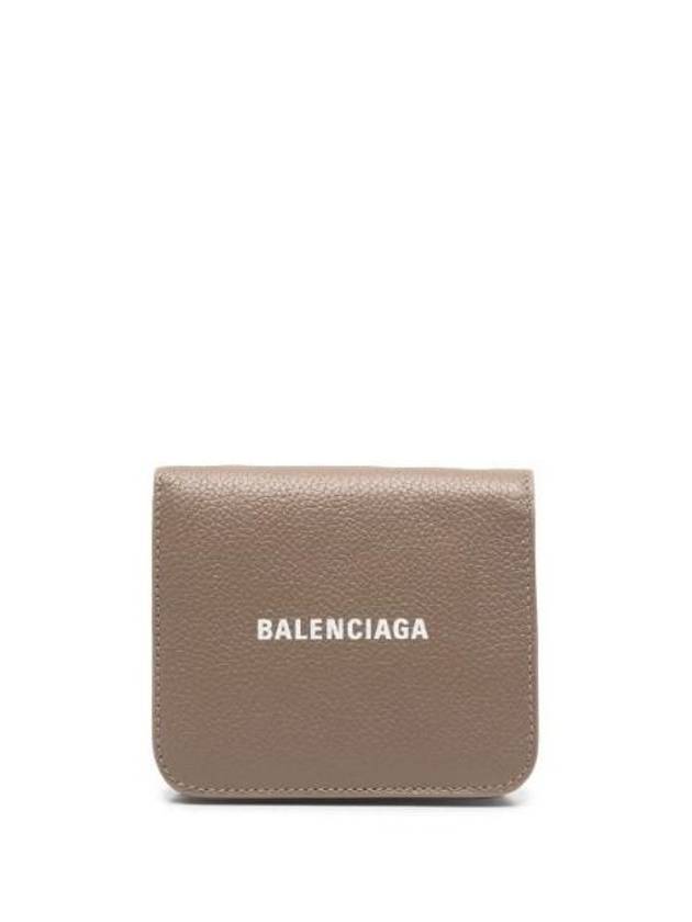 Luxury Balenciaga  Logo Coin Pocket Flap Half Wallet Brown