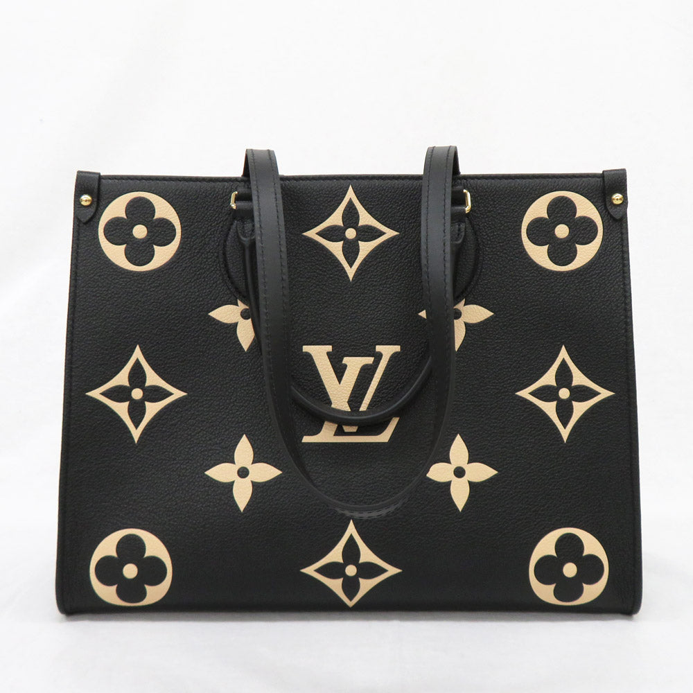 Louis Vuitton On The Go MM M45495 Bi-colour Monogram Emplant Black/Beige Tote Bag 2WAY Shoulder Bag Leather  Mens New Unused]