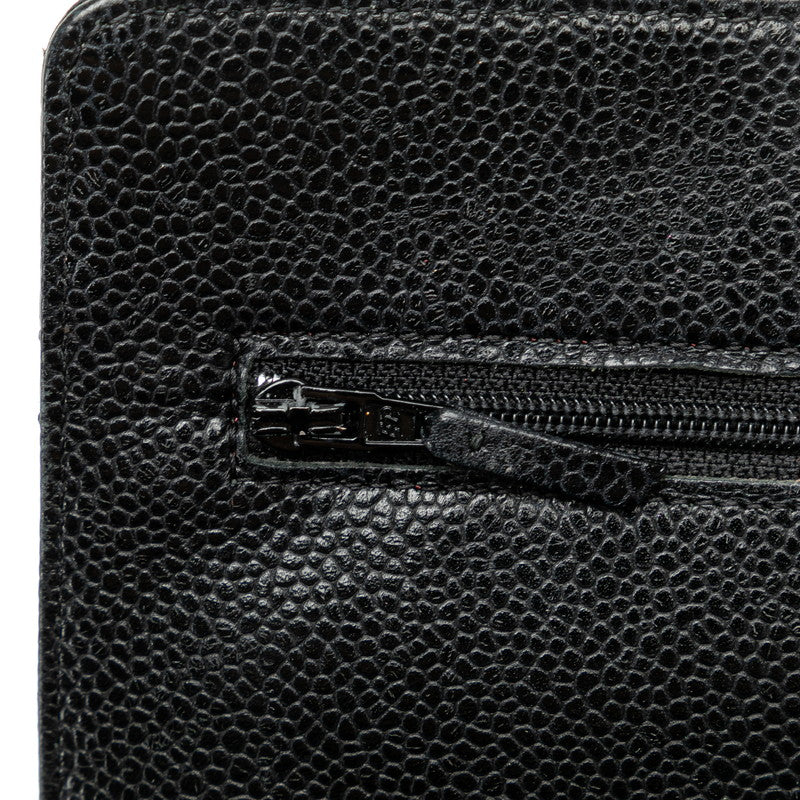 Chanel Mattrase Chain Wallet Long Wallet Black Caviar S  CHANEL