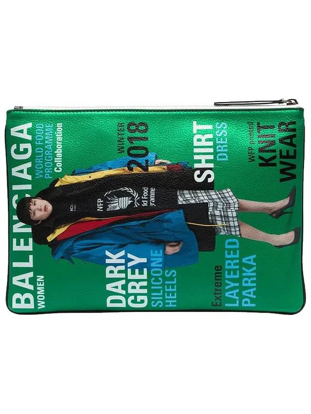 Luxury Balenciaga  Magazine Medium Clutch Bag Green