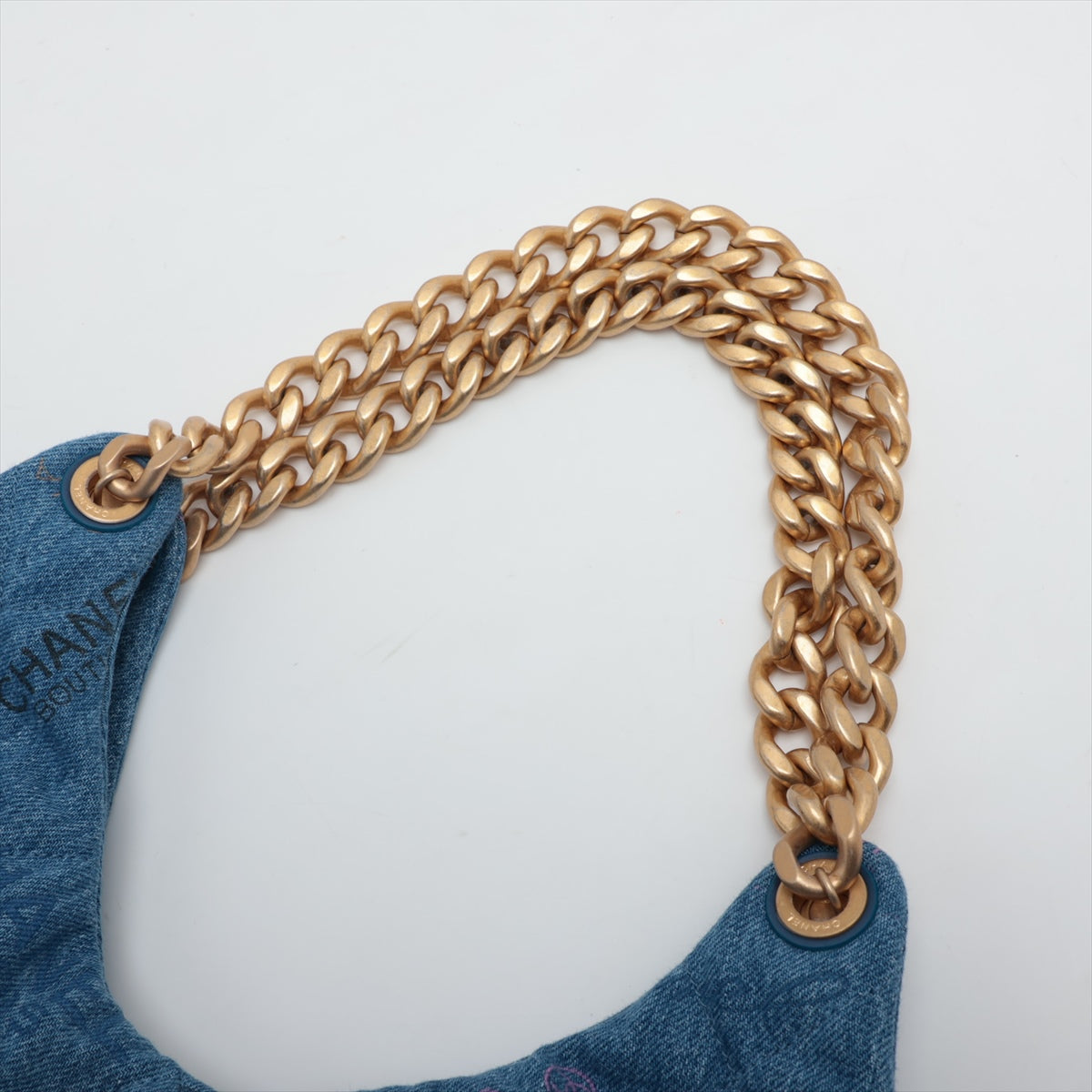 Chanel Matrasse Denim Chain Shoulder Bag Blue G
