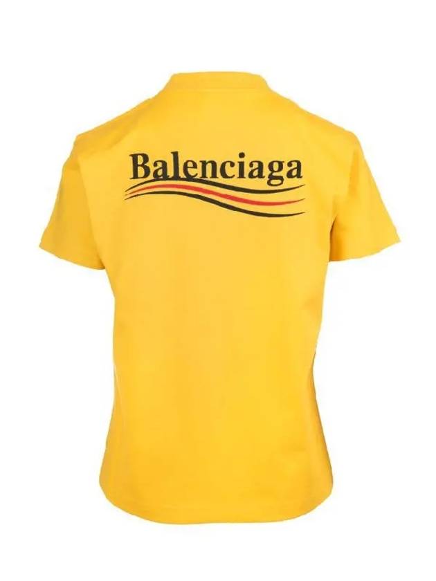 Luxury Balenciaga  Wave Logo Slim Fit Short Sleeve T-Shirt Yellow