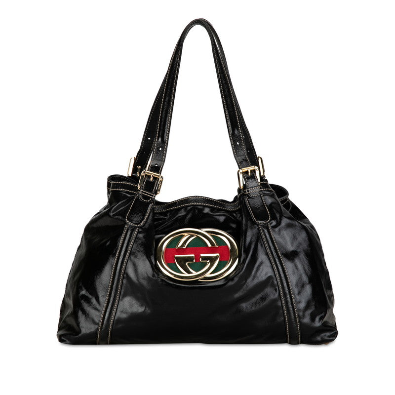 Gucci  Bride Double G Sy Line Tote Bag 162094 Black G Patent Leather  Gucci