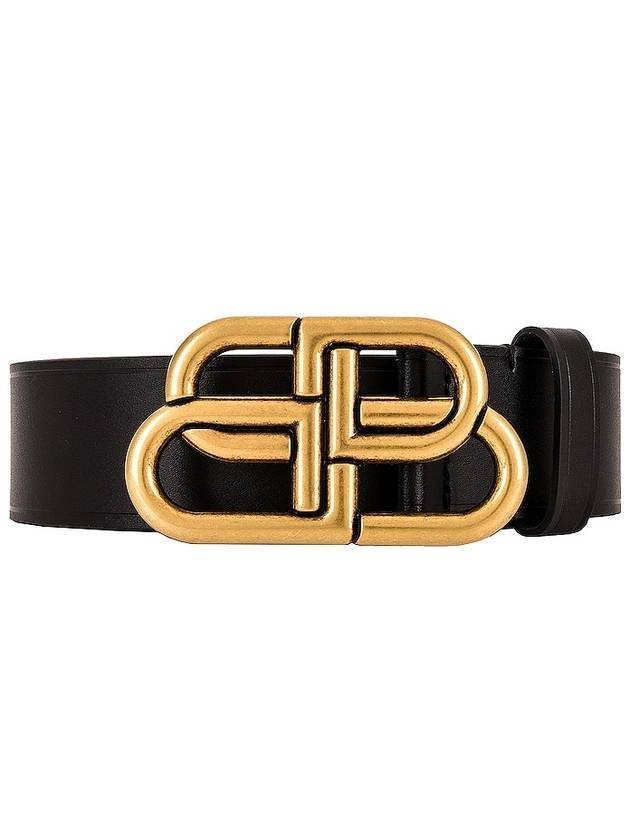 Luxury Balenciaga  BB Logo Leather Belt Black
