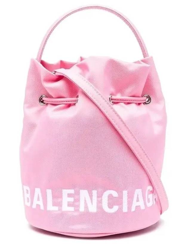 Luxury Balenciaga  Wheel XS Drawstring Bucket Bag Pink