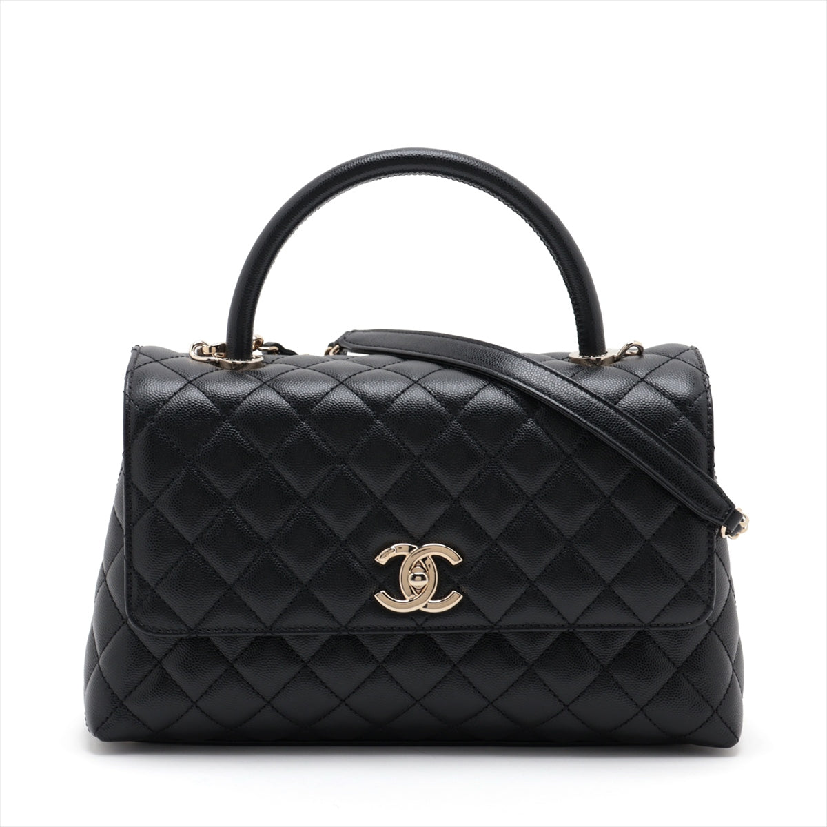 Chanel Coco Handle 29 S Caviar S 2WAY Handbag Black G  A92991