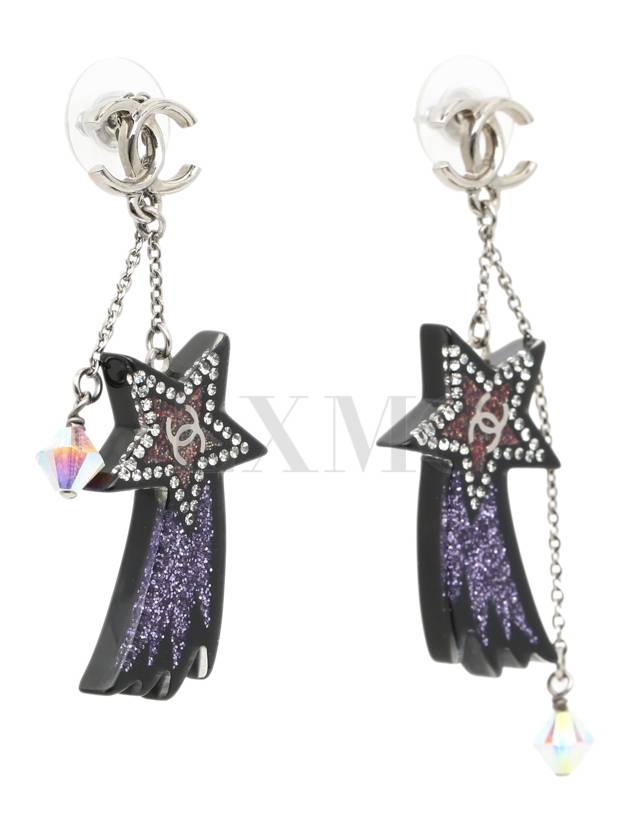 Long Earrings Shooting Star Resin CC Logo Dangle Chanel
