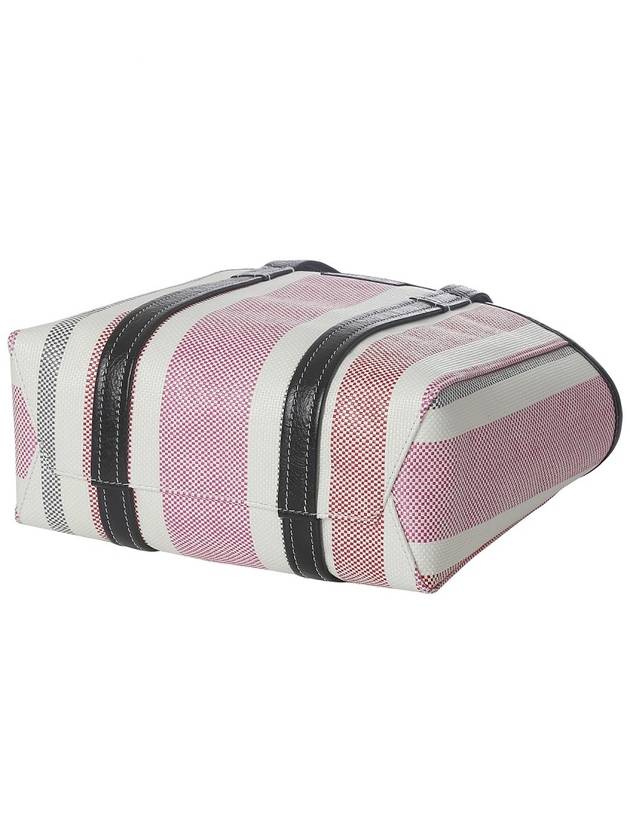 Luxury Balenciaga  Barbes East West Raffia Striped Shopper Tote Bag Pink