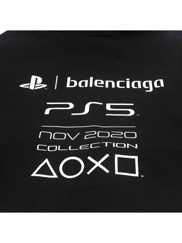 Luxury Balenciaga  PS5 Boxy Logo Print Overfit Hoodie Black
