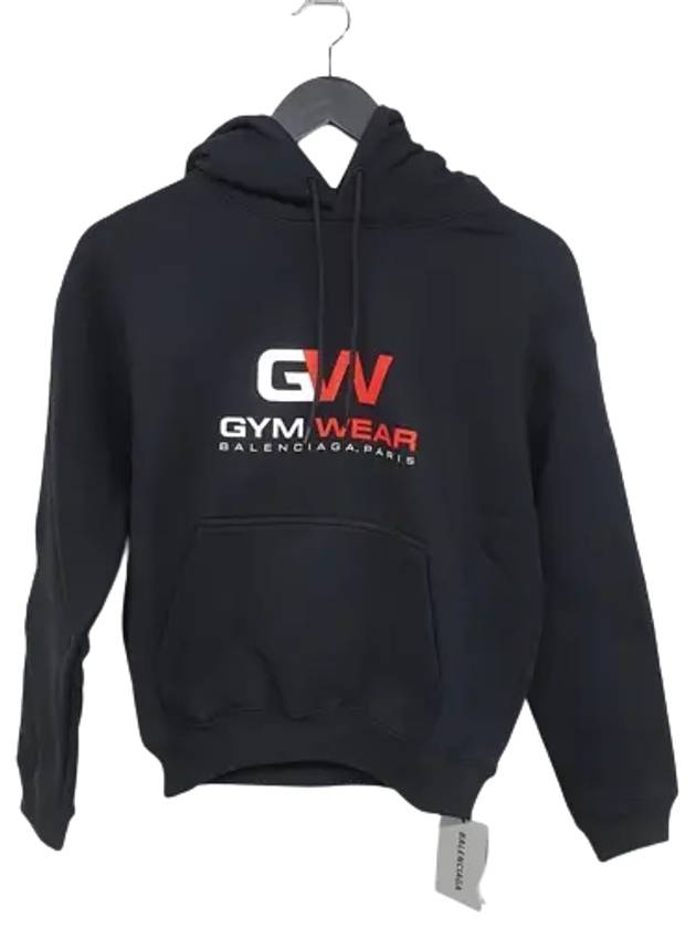 Luxury Balenciaga  Gymwear Logo Cotton Hoodie Black