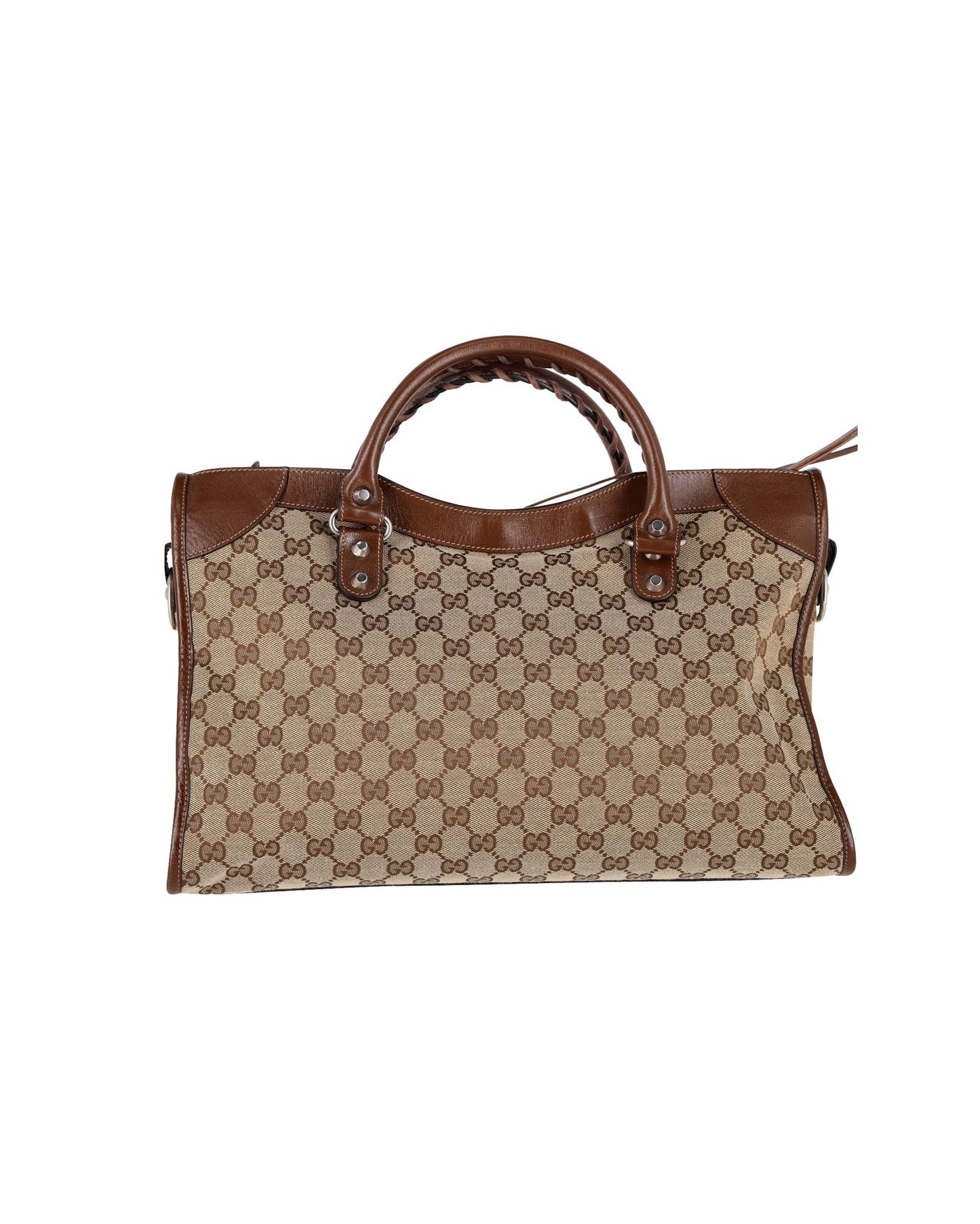 Gucci X Luxury Balenciaga  The Hacker Project GG Canvas Neo Classic Bag Medium in Brown Canvas and Leather