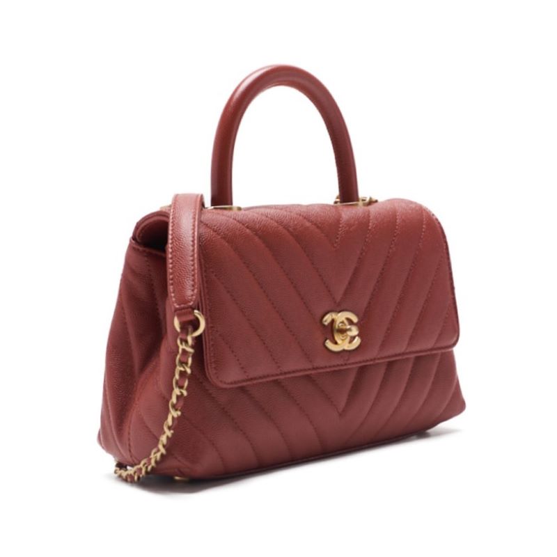 CHANEL V Stitch Coco Handle 2WAY Handbag Caviar S Red  Handbag  Shoulder Bag Ladies Handbag Hybrid 【 Delivery】 Netherlands Online