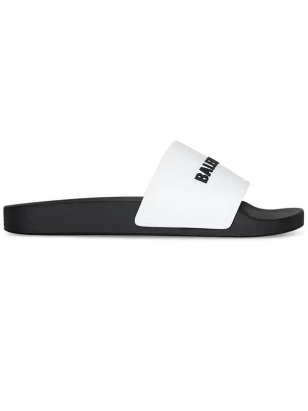 Luxury Balenciaga  Logo Pool Slippers White