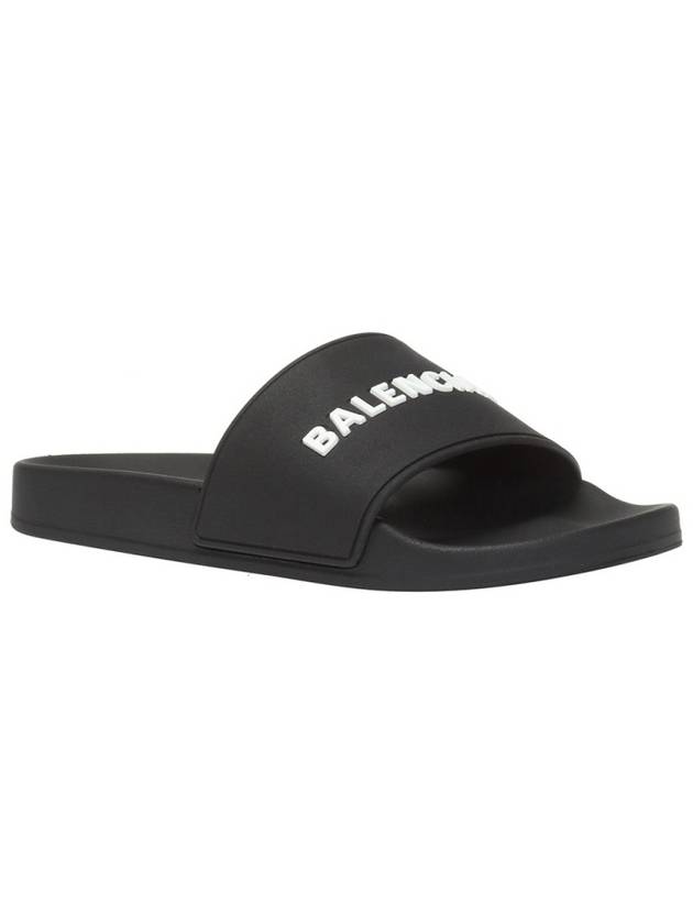 Luxury Balenciaga  Logo Slippers Black