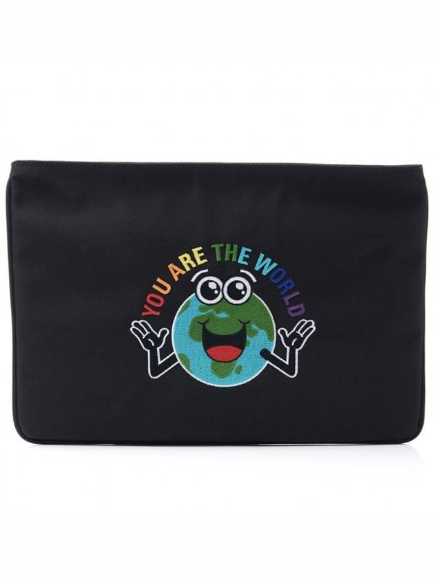 Luxury Balenciaga  Earth Print Nylon Clutch Bag Black