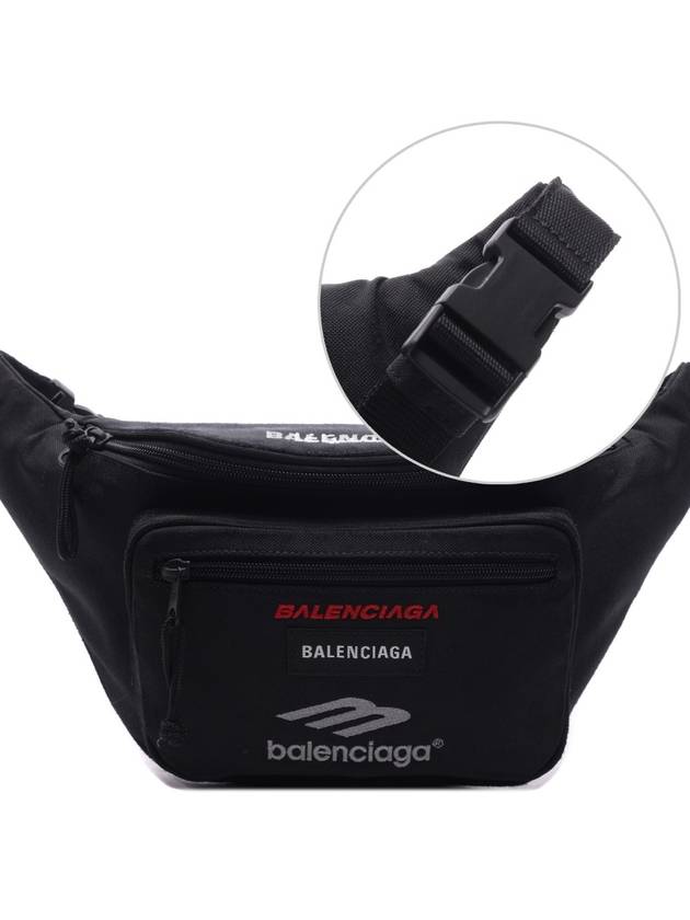 Luxury Balenciaga  Explorer Logo Belt Bag Black