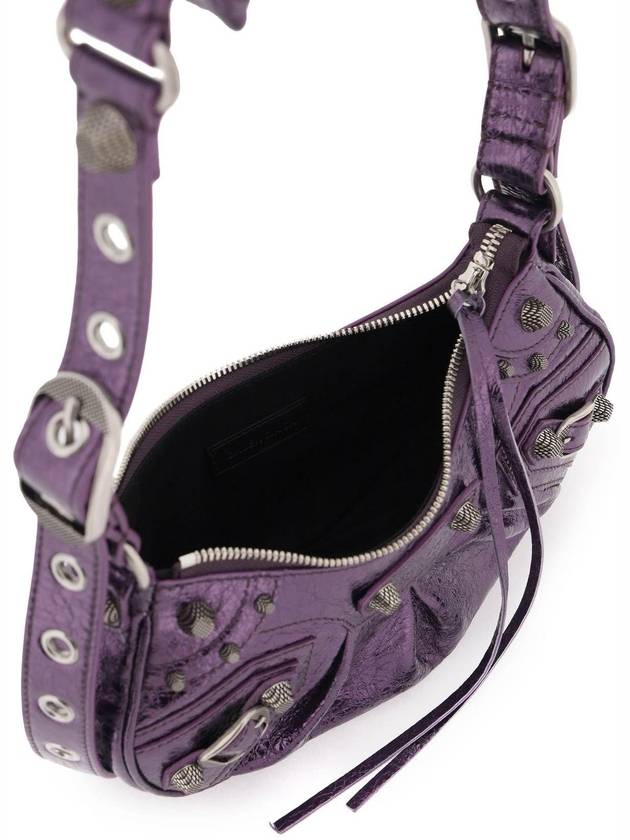 Luxury Balenciaga  Metallic Le Cagol XS Lambskin Shoulder Bag Purple