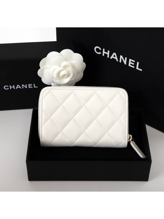 Pearl zipper card wallet white gold AP3811 Chanel