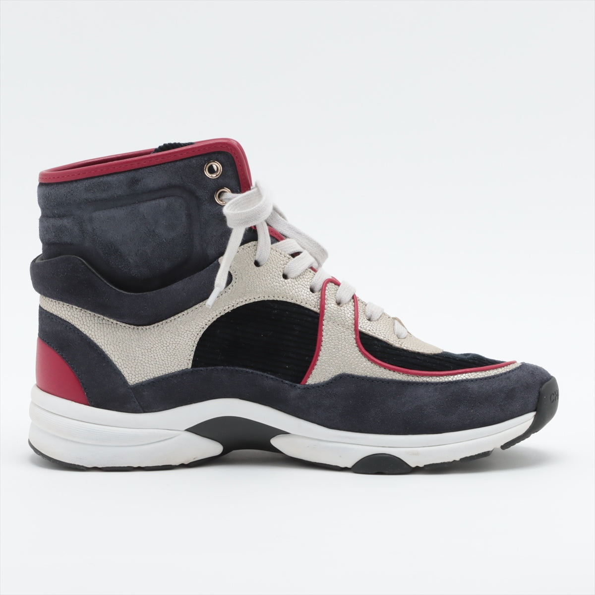 Chanel Coco Leather High-Cut Sneaker 37 1/2  Multicolor G34053
