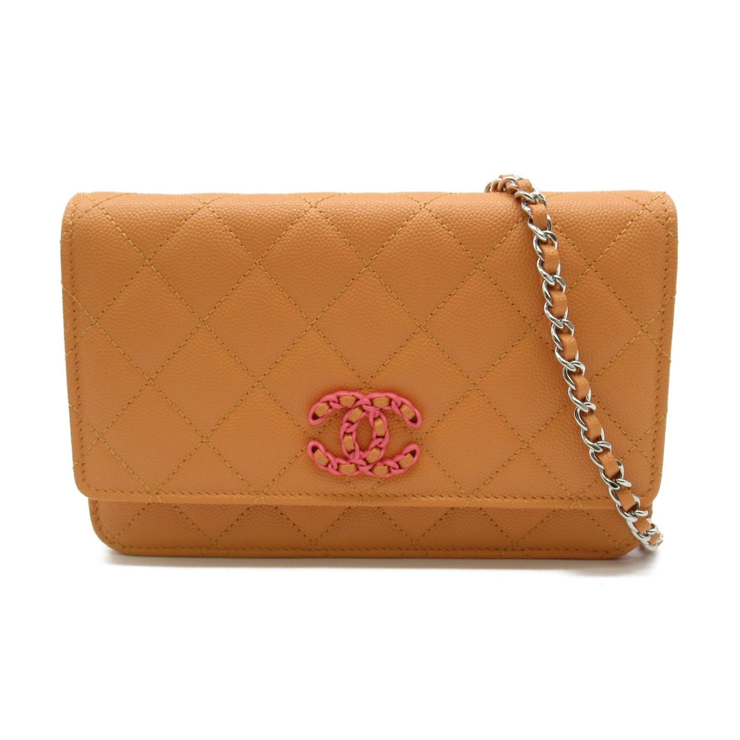 Chanel Chain Wallet Chain Wallet Bag Caviar S (Green )  Orange/Pink AP3709 B14928 NS838