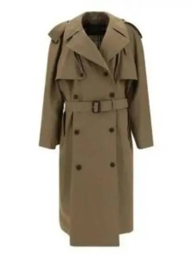 Luxury Balenciaga  WoMen's Oversized Shoulder Tab Trench Coat Beige