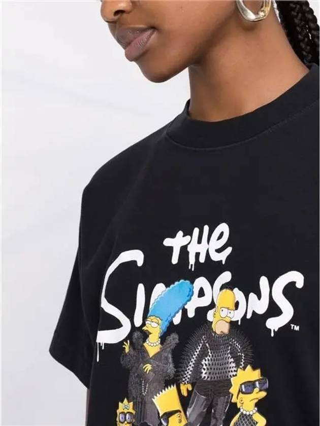 Luxury Balenciaga  WoMen's The Simpsons Printing Small Fit Short Sleeve T-Shirt Black