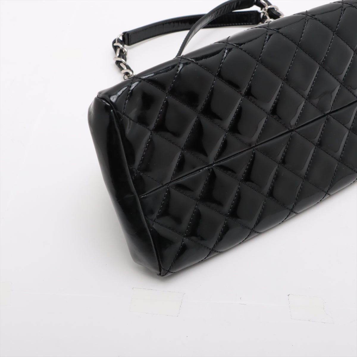 Chanel Mademoiselle Patent Leather Chain Shoulder Bag Black Silver G  14th