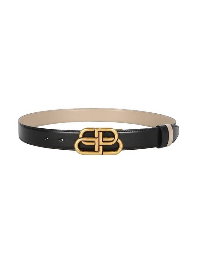 Luxury Balenciaga  BB Logo Double-Sided Belt Black