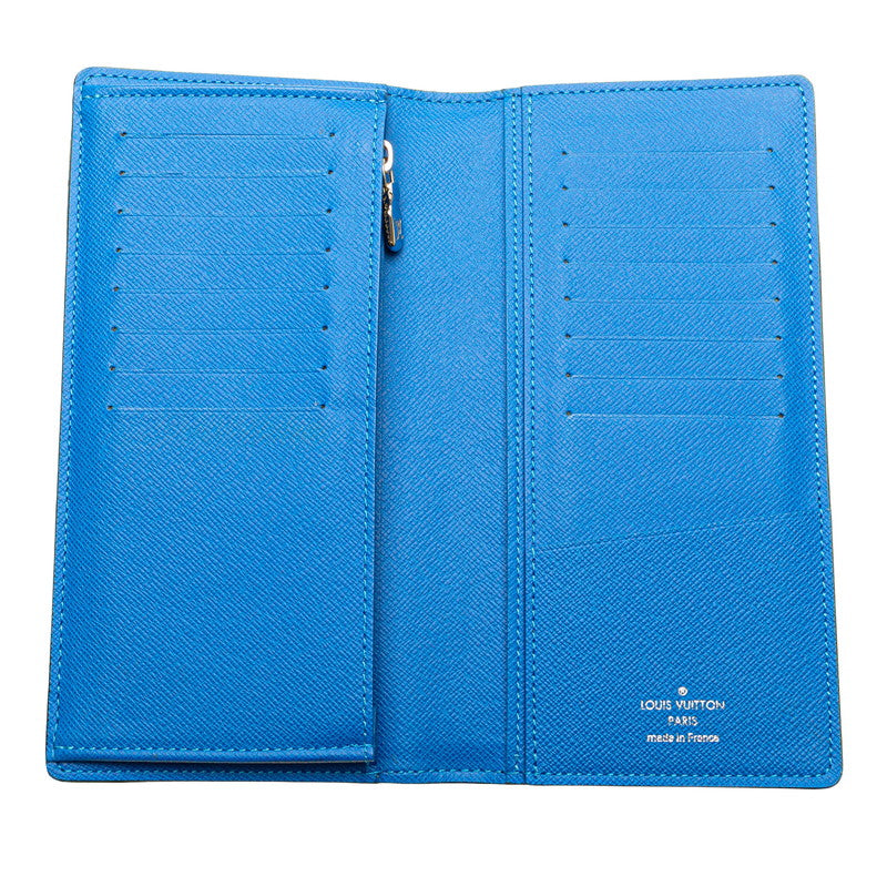 Louis Vuitton Taiga Portefolio Braza Double Fold Wallet M63300 Black Leather Mens LOUIS VUITTON