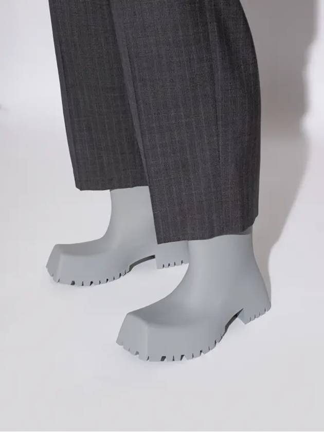 Luxury Balenciaga  Square Toe Rubber Rain Boots Grey