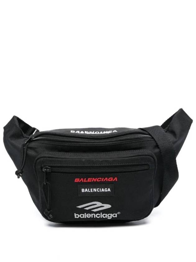 Luxury Balenciaga  Explorer Logo Belt Bag Black