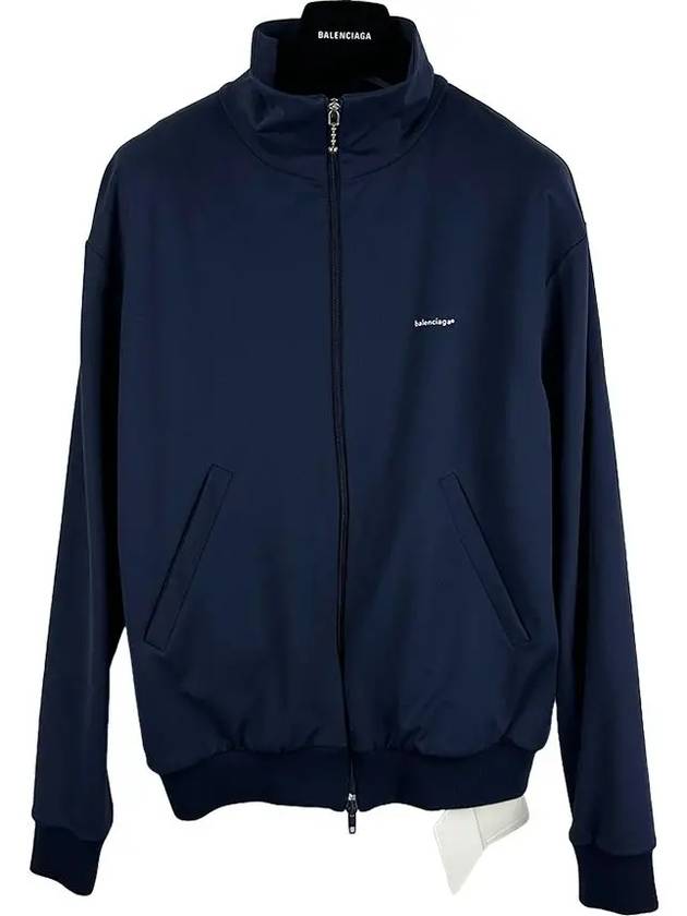 Luxury Balenciaga  Logo Zip-Up Jacket Navy